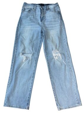 Kendall + Kylie High Rise Skater Jeans Size 5/27 Distressed Wide Leg